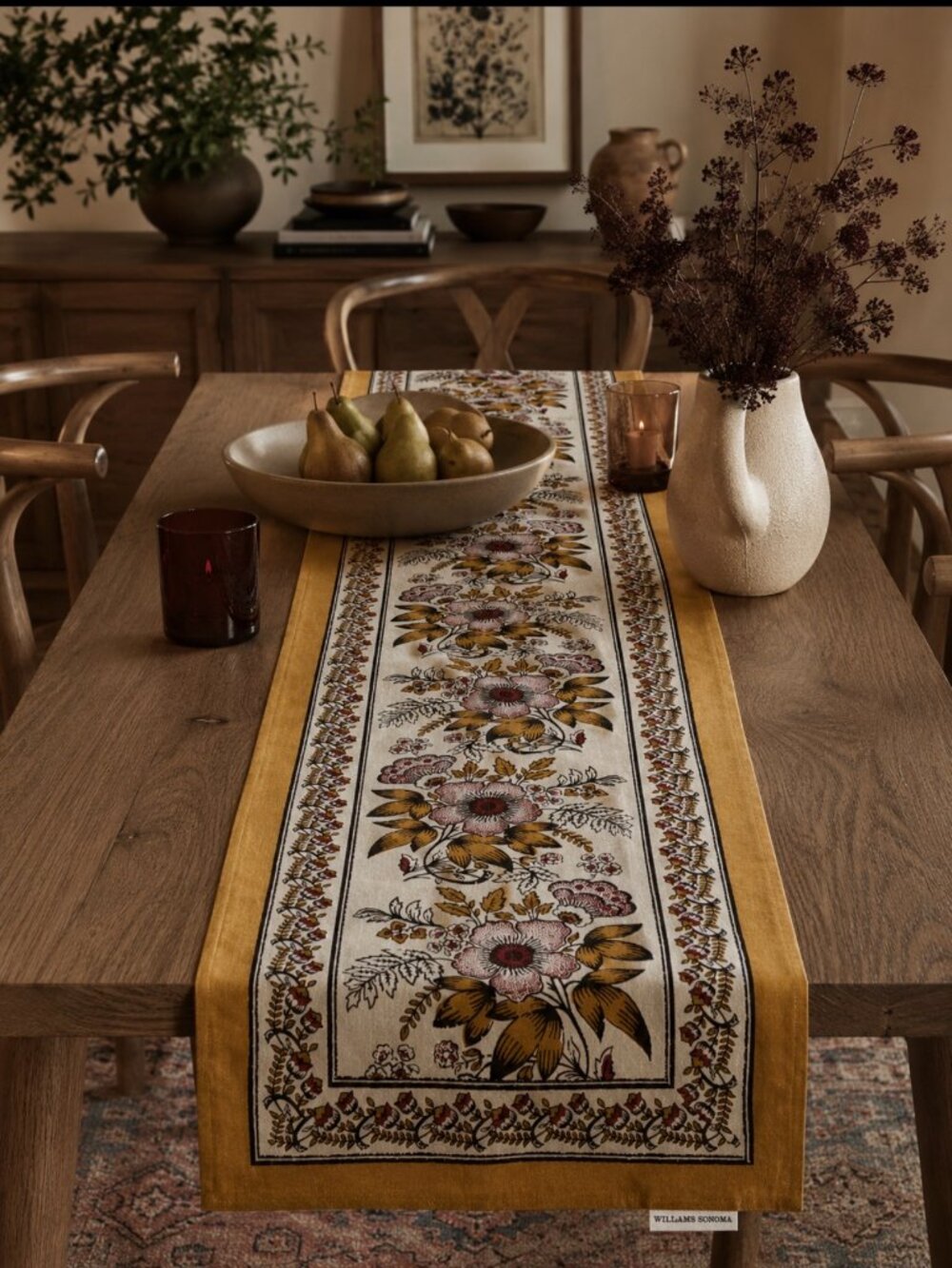 Authentic Williams Sonoma Floral Table Runner Long 105 in x 18 in